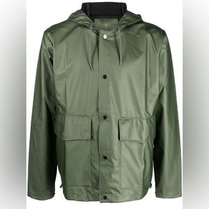 Rains short hooded coat evergreen